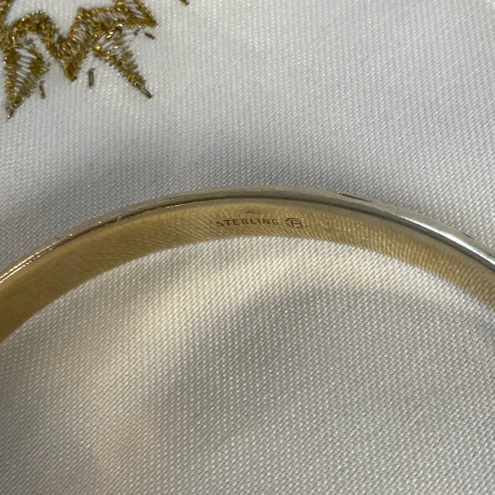Burkhardt Sterling Silver Bangle Floral Engraved Vintage - Picture 4 of 6